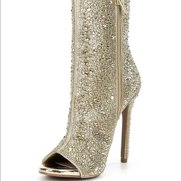 Steve Madden Dispute-R Rhinestone Embellished Peep Toe Stiletto Booties … - Picture 3 of 6